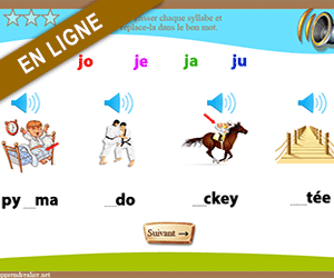 Exercice en ligne ; son j ; replacer les syllabes dans un mot