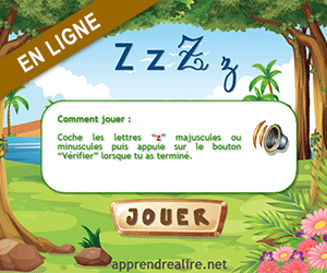 Exercice en ligne ; reconnaître la lettre z en majuscule et minuscule