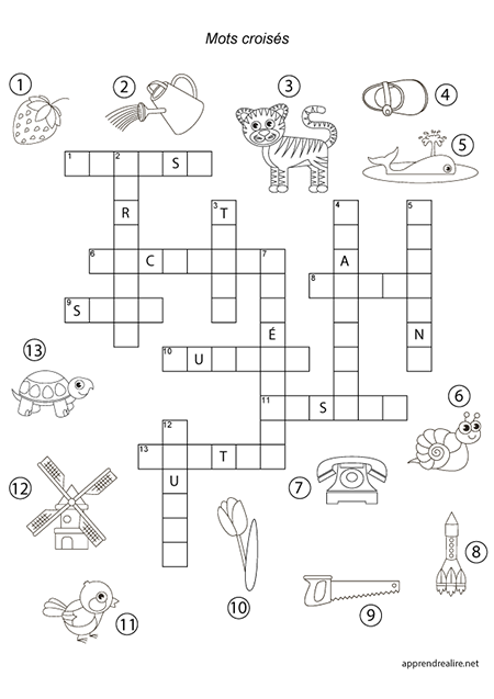 Mots fléchés simples à imprimer avec corrigé